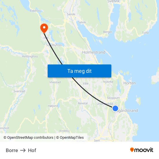 Borre to Hof map