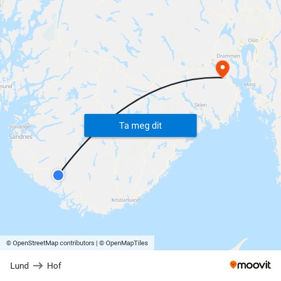 Lund to Hof map