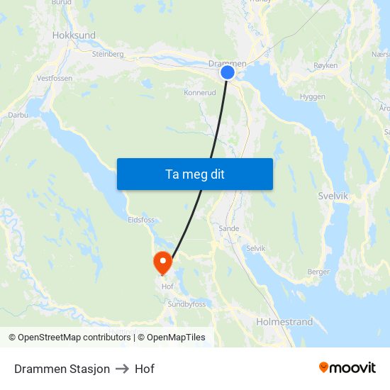 Drammen Stasjon to Hof map