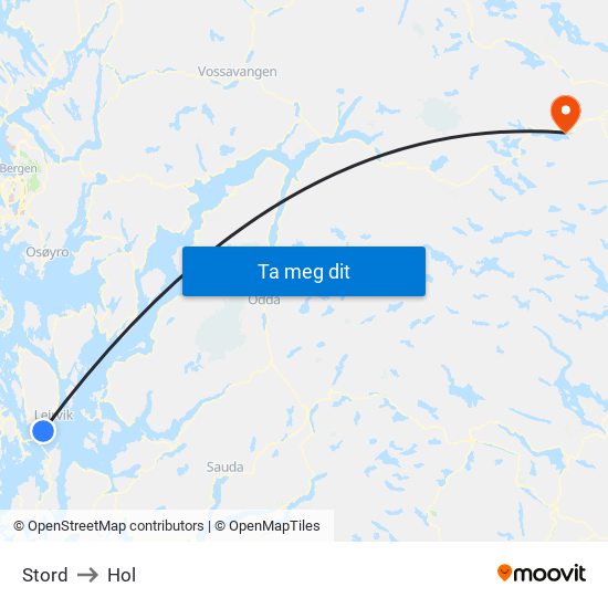 Stord to Hol map