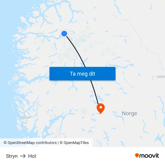 Stryn to Hol map