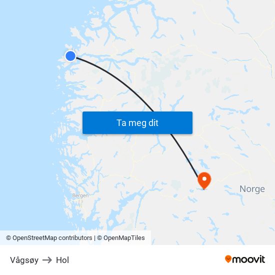 Vågsøy to Hol map