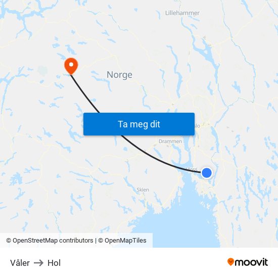 Våler to Hol map