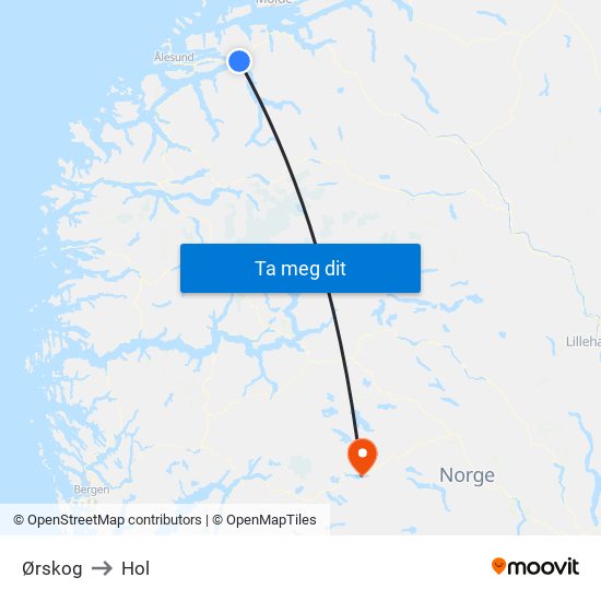 Ørskog to Hol map