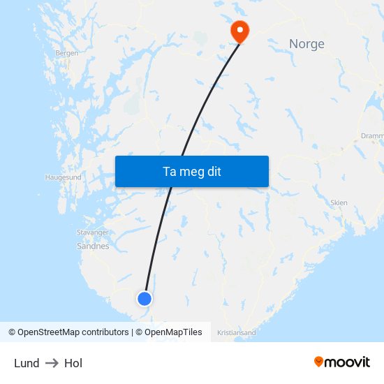 Lund to Hol map