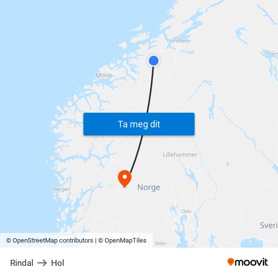 Rindal to Hol map