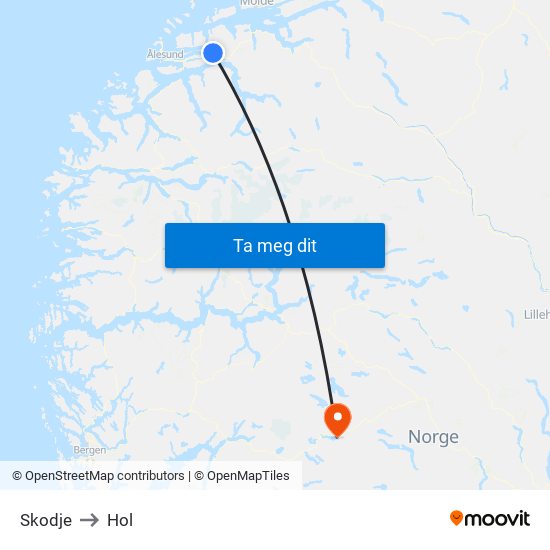 Skodje to Hol map