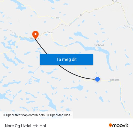 Nore Og Uvdal to Hol map