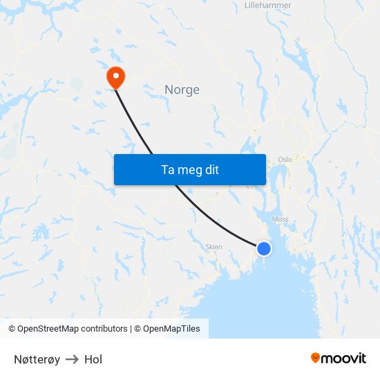 Nøtterøy to Hol map