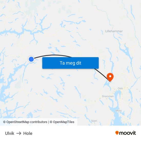 Ulvik to Hole map