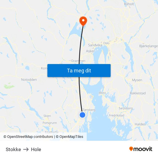 Stokke to Hole map