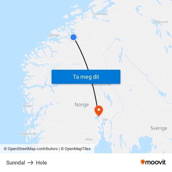 Sunndal to Hole map