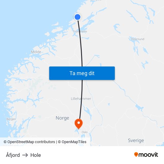 Åfjord to Hole map