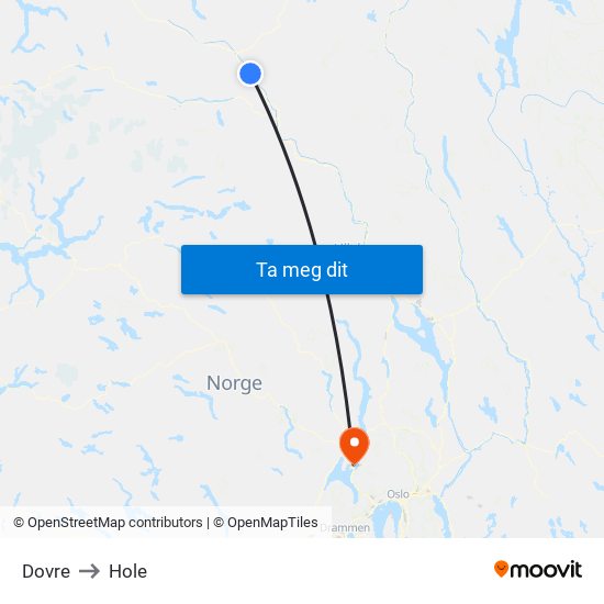 Dovre to Hole map