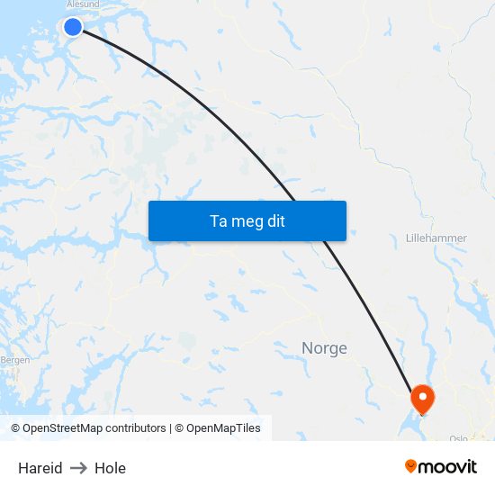 Hareid to Hole map