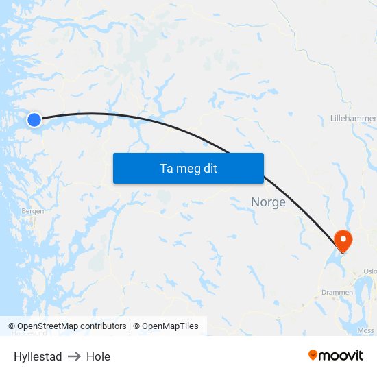 Hyllestad to Hole map