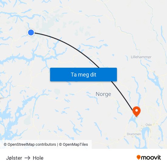 Jølster to Hole map