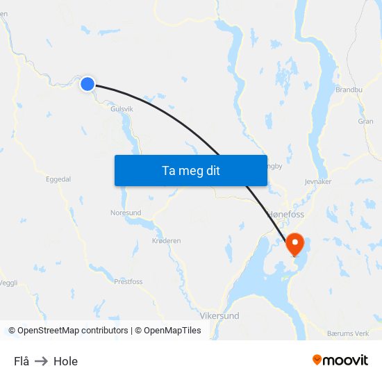 Flå to Hole map