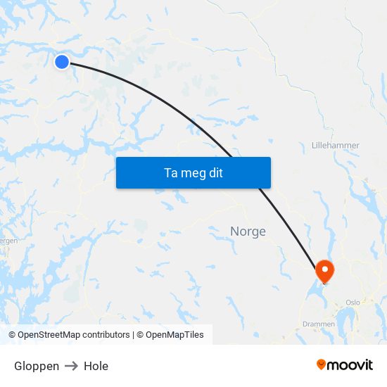 Gloppen to Hole map