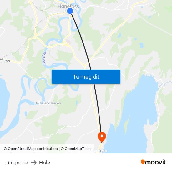 Ringerike to Hole map