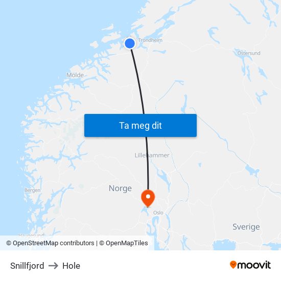 Snillfjord to Hole map