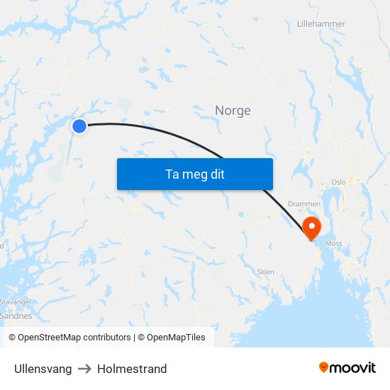 Ullensvang to Holmestrand map