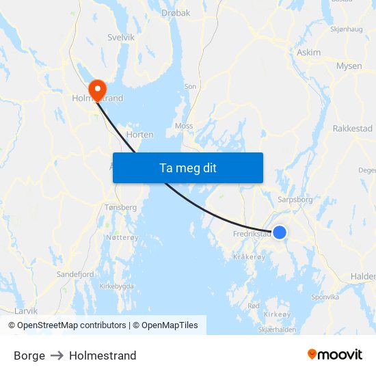 Borge to Holmestrand map