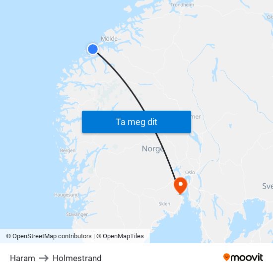 Haram to Holmestrand map