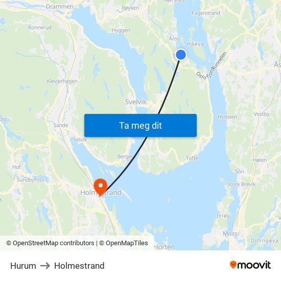 Hurum to Holmestrand map