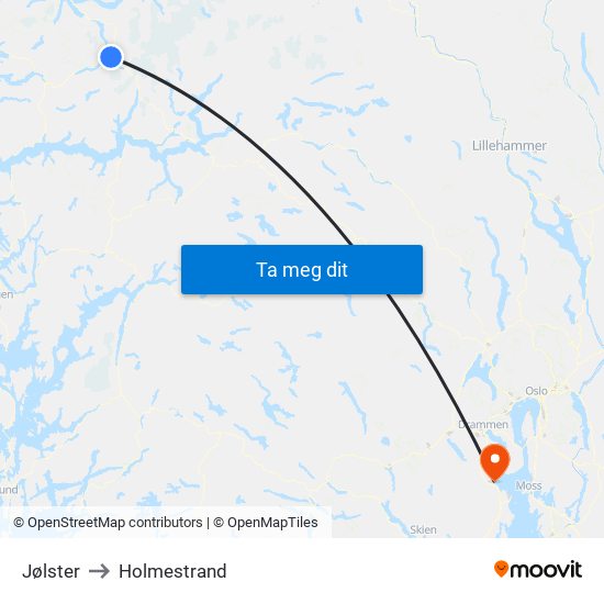 Jølster to Holmestrand map