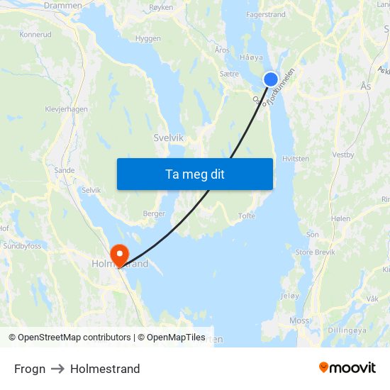 Frogn to Holmestrand map