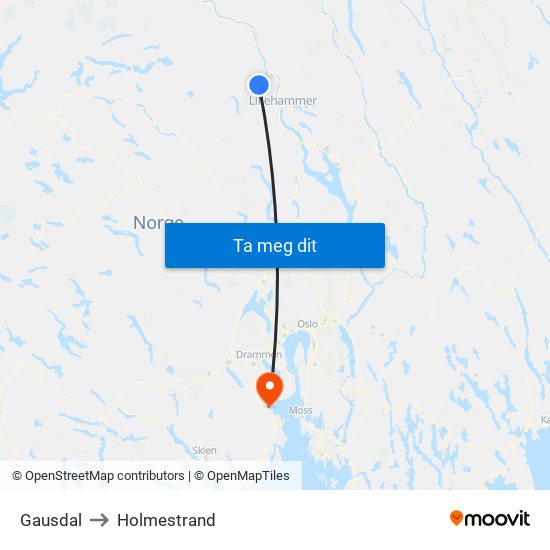 Gausdal to Holmestrand map