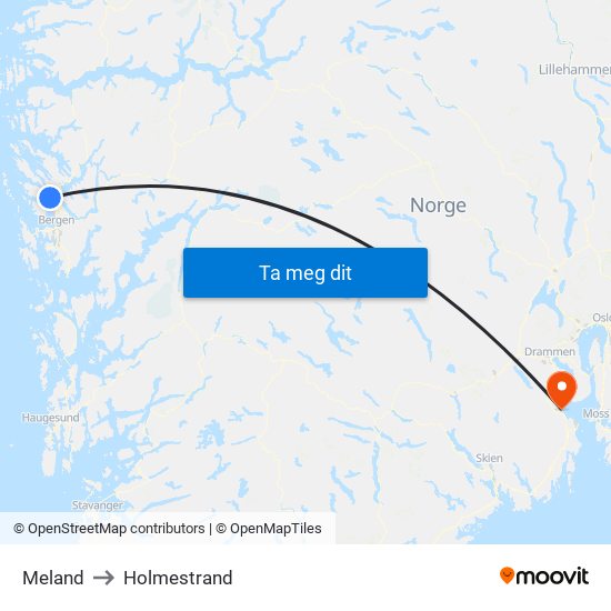 Meland to Holmestrand map