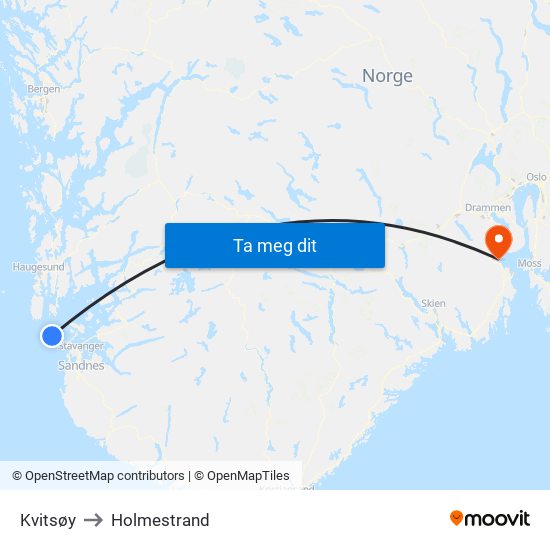 Kvitsøy to Holmestrand map
