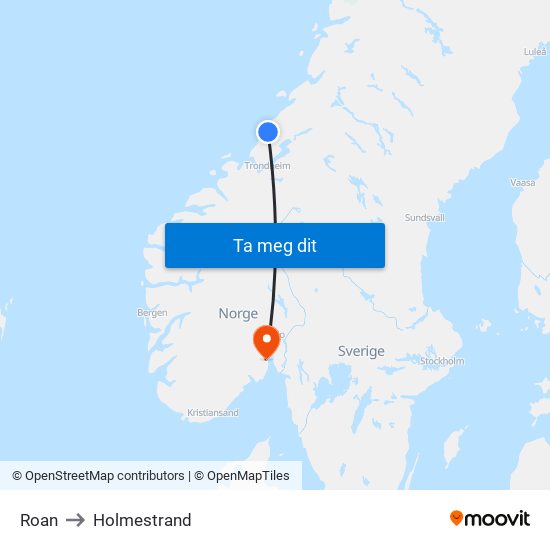 Roan to Holmestrand map