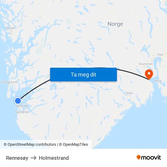 Rennesøy to Holmestrand map