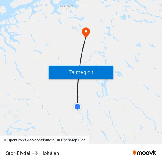 Stor-Elvdal to Holtålen map