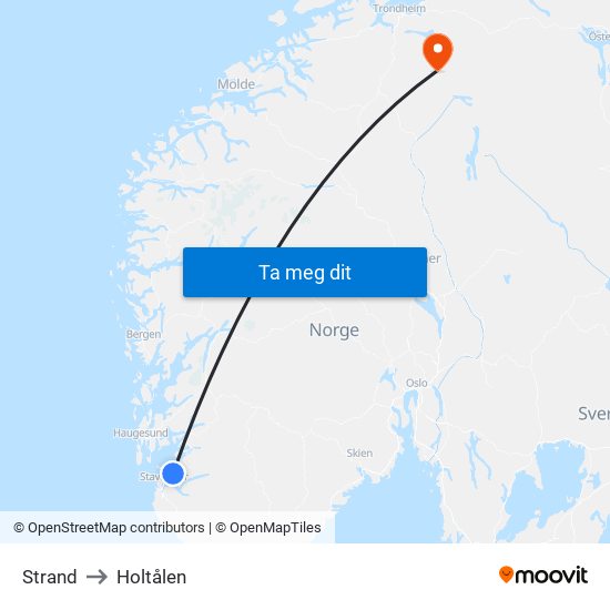 Strand to Holtålen map