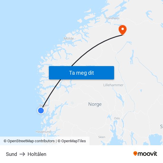 Sund to Holtålen map