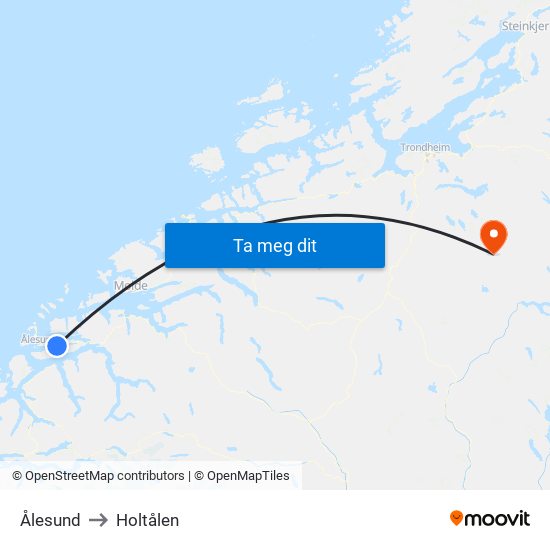 Ålesund to Holtålen map