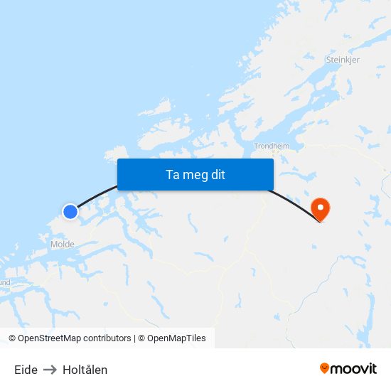 Eide to Holtålen map