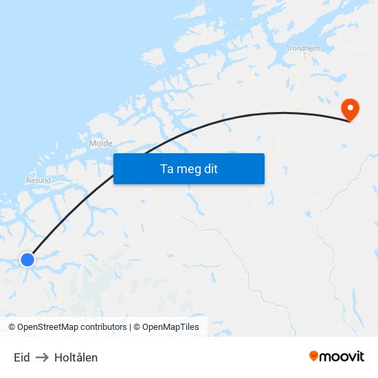 Eid to Holtålen map