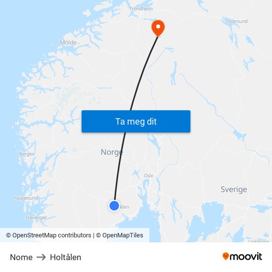 Nome to Holtålen map