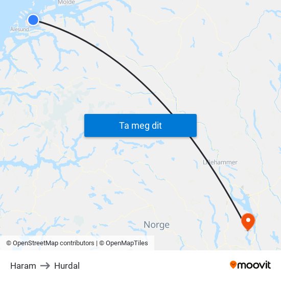 Haram to Hurdal map