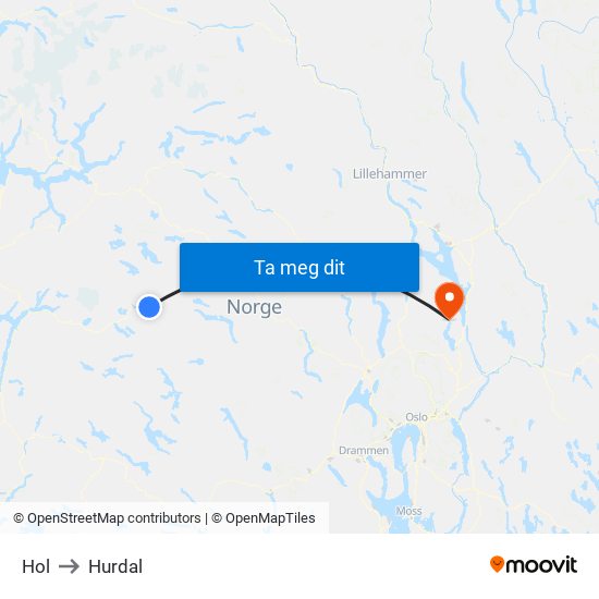 Hol to Hurdal map