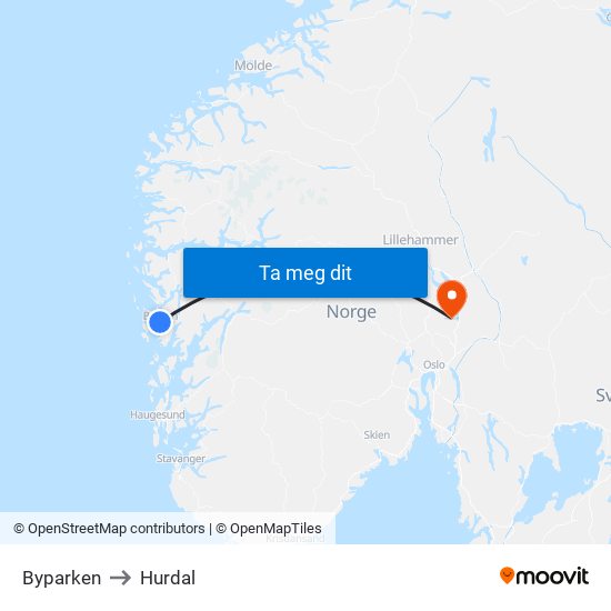 Byparken to Hurdal map