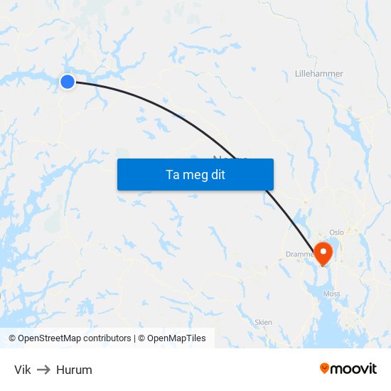 Vik to Hurum map