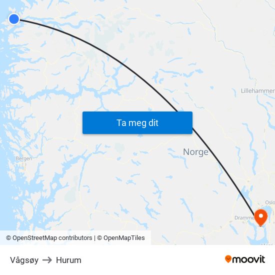 Vågsøy to Hurum map