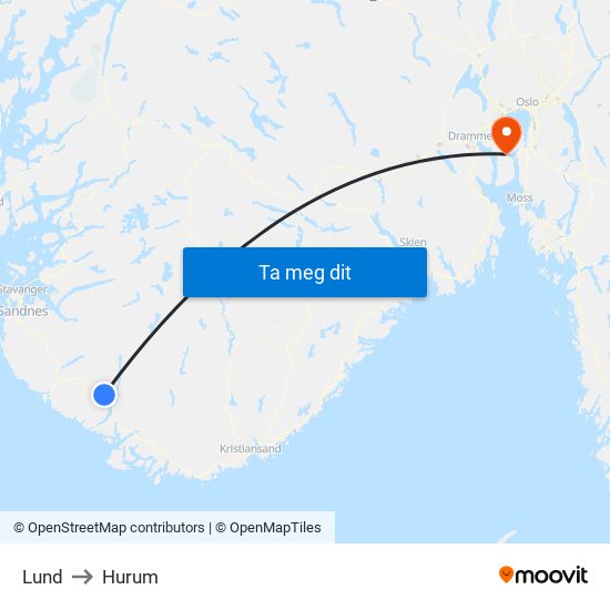 Lund to Hurum map