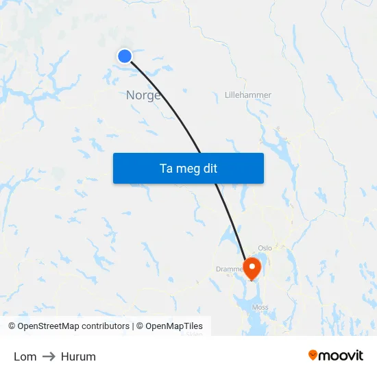 Lom to Hurum map